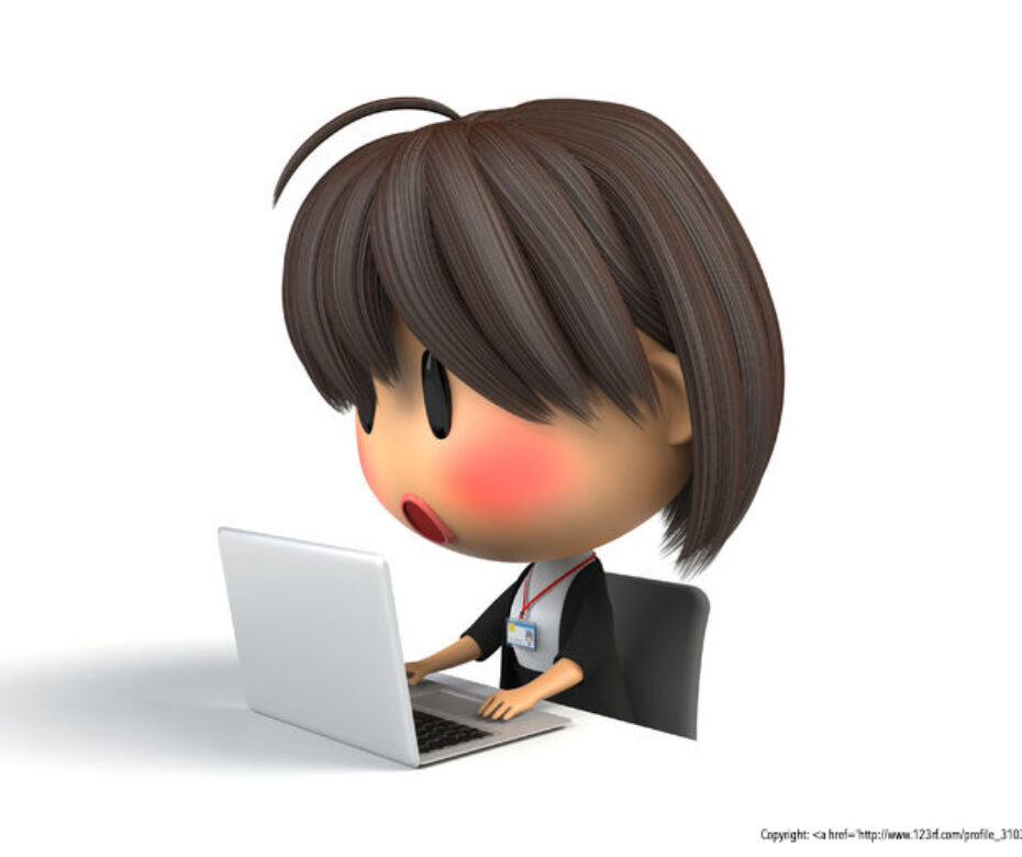 45911162 - female staff to blush in the personal computer operation