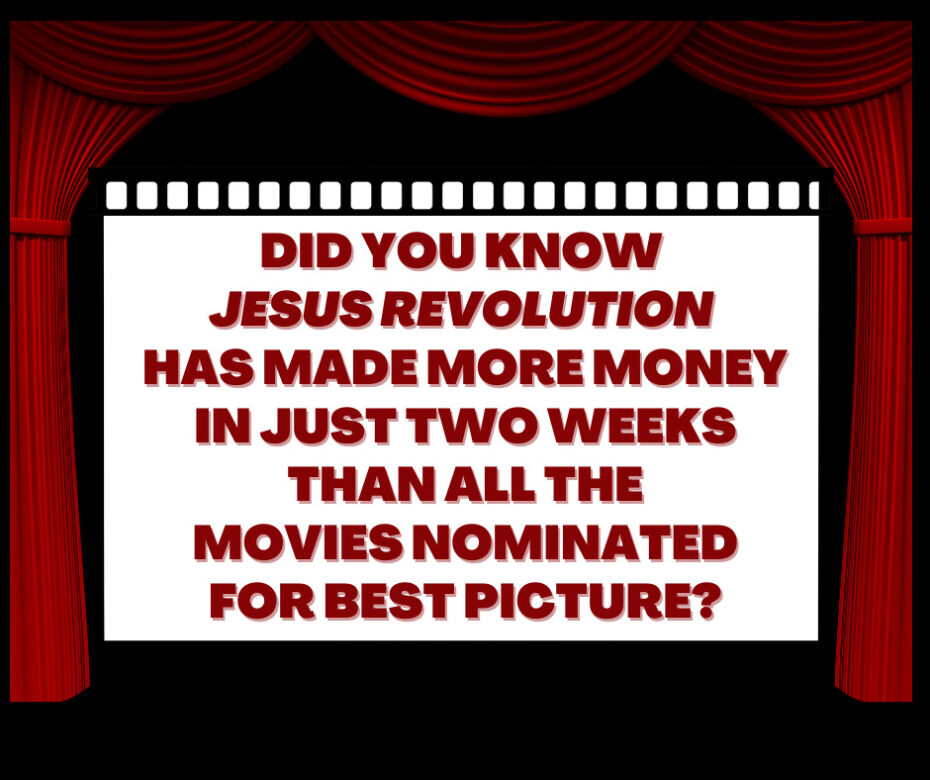 Did you know Jesus Revolution has made more money in just two weeks than all the movies nominated for Best Picture