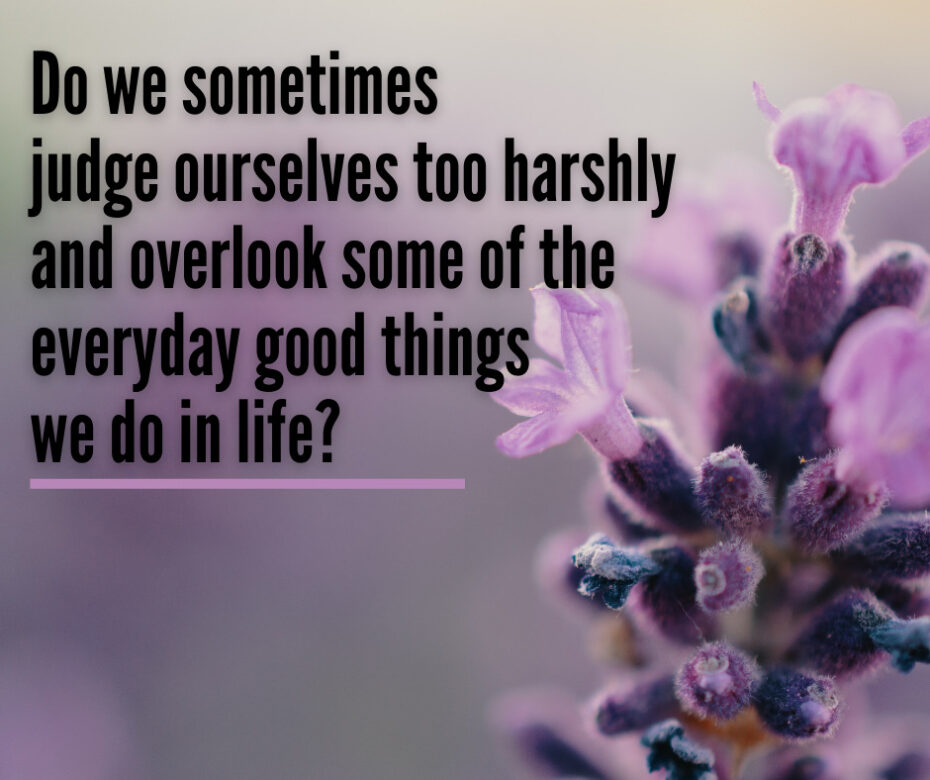 Do we sometimes judge ourselves too harshly and overlook some of the everyday good things we do in life_
