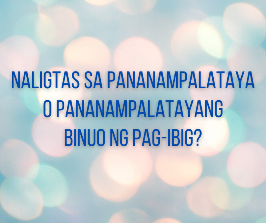 Naligtas Sa Pananampalataya O Pananampalatayang Binuo Ng Pag-Ibig