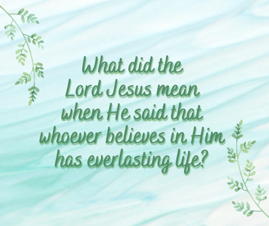 What did the Lord Jesus mean when He said that whoever believes in Him has everlasting life
