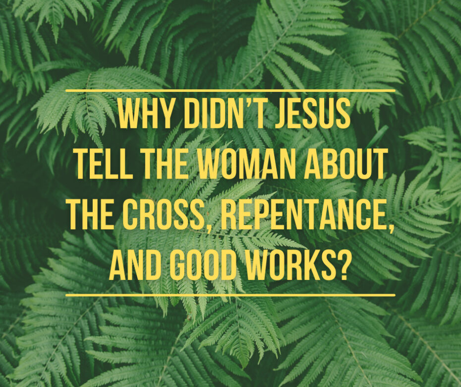 Why didn’t Jesus tell the woman about the cross, repentance, and good works